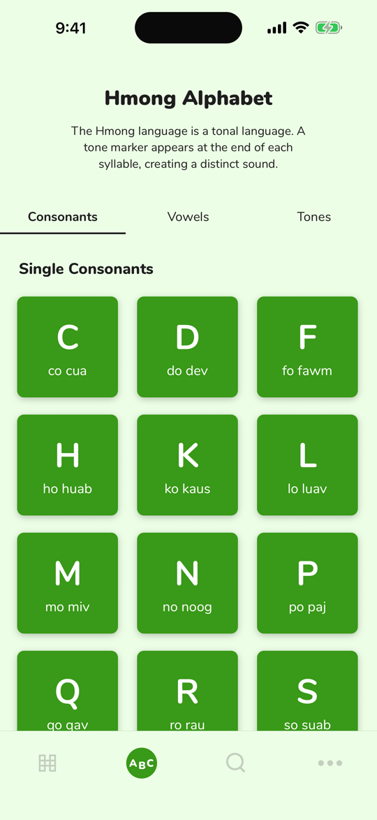 Hmong alphabet consonants